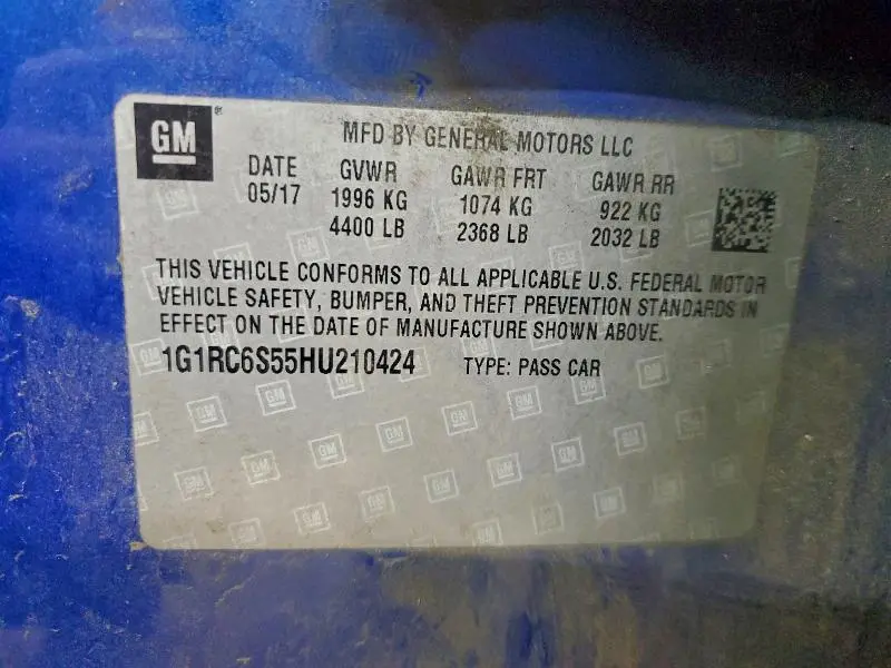 2017 CHEVROLET VOLT LT  