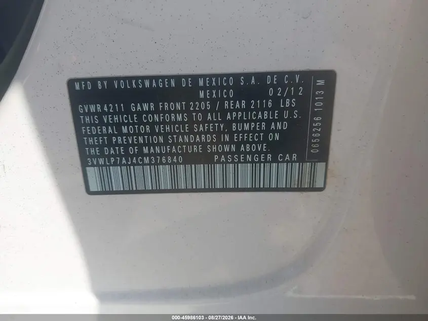 2012 VOLKSWAGEN JETTA 2.5L SEL PREMIUM