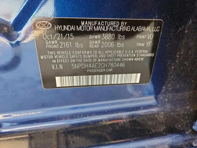 2016 HYUNDAI ELANTRA SE  