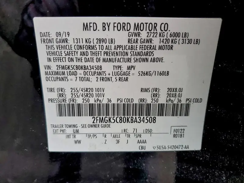 2019 FORD FLEX SEL  