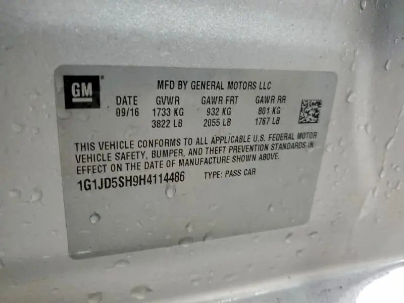 2017 CHEVROLET SONIC LT  