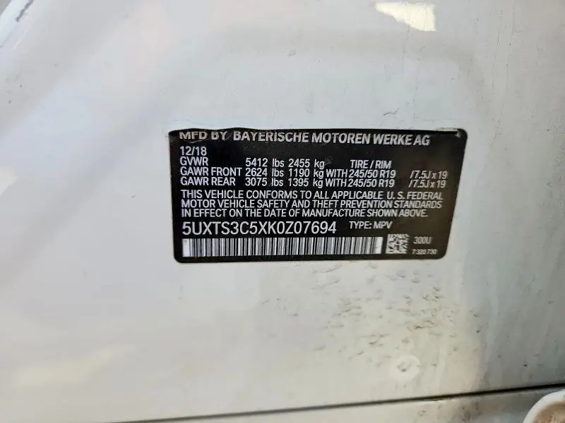 2019 BMW X3 XDRIVEM40I  