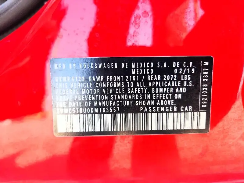 2019 VOLKSWAGEN JETTA S  