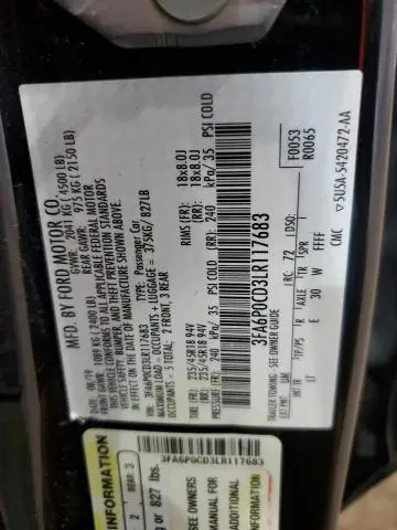 2020 FORD FUSION SEL  
