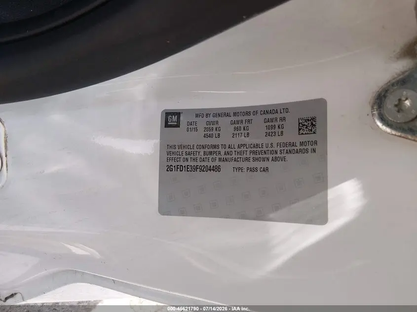 2015 CHEVROLET CAMARO 1LT