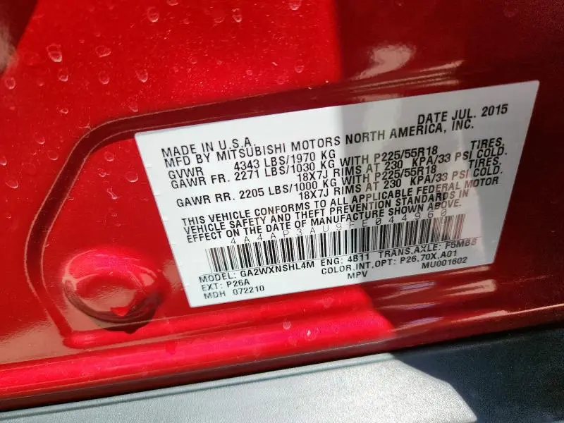 2015 MITSUBISHI OUTLANDER SPORT ES  