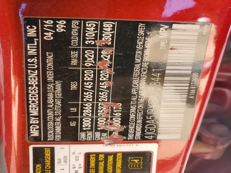 2016 MERCEDES-BENZ GLE 350  