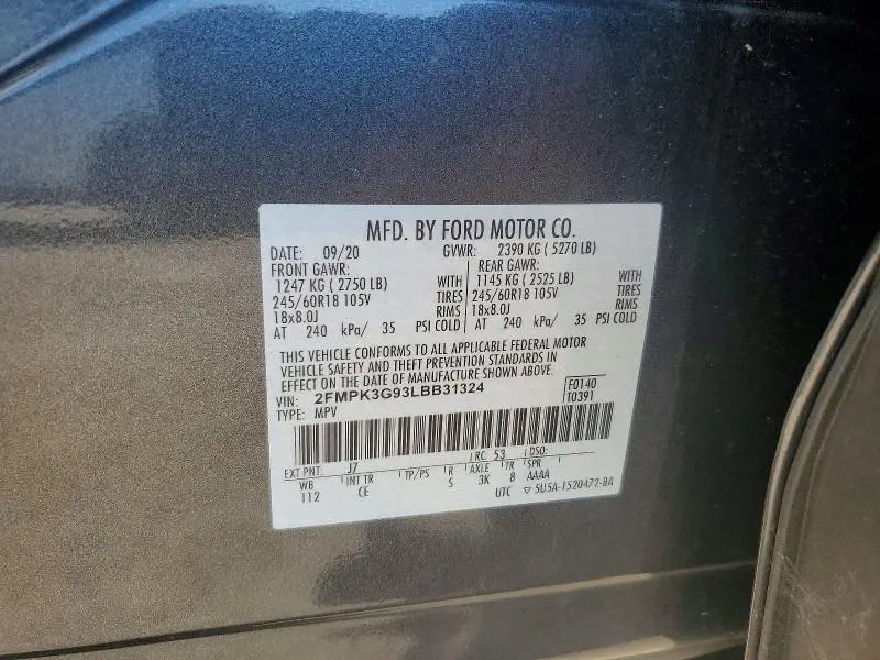 2020 FORD EDGE SE  