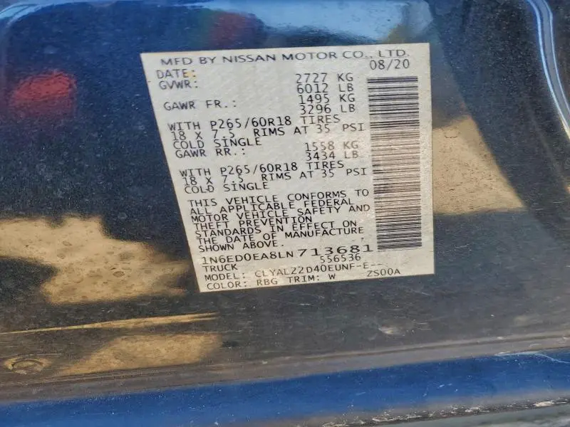 2020 NISSAN FRONTIER S  