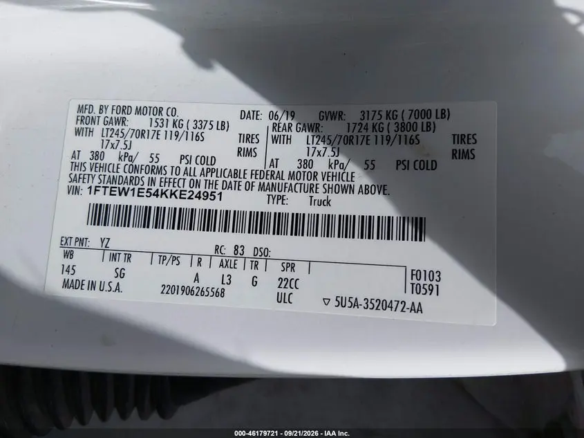 2019 FORD F-150 XL
