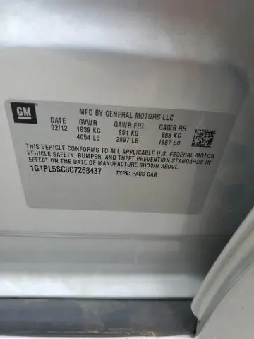 2012 CHEVROLET CRUZE LT  