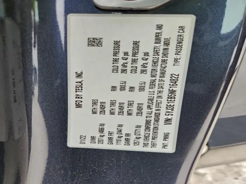 2022 TESLA MODEL 3   