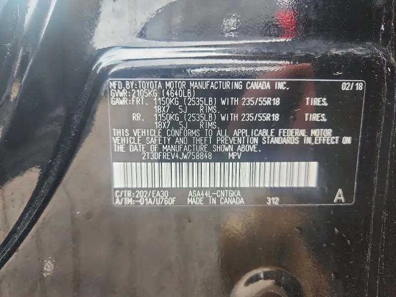 2018 TOYOTA RAV4 LIMITED  