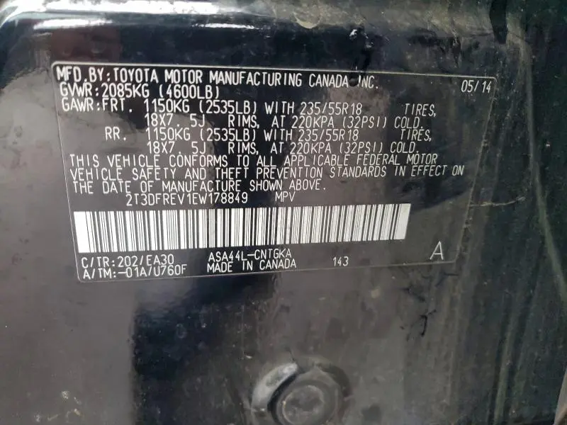 2014 TOYOTA RAV4 LIMITED  