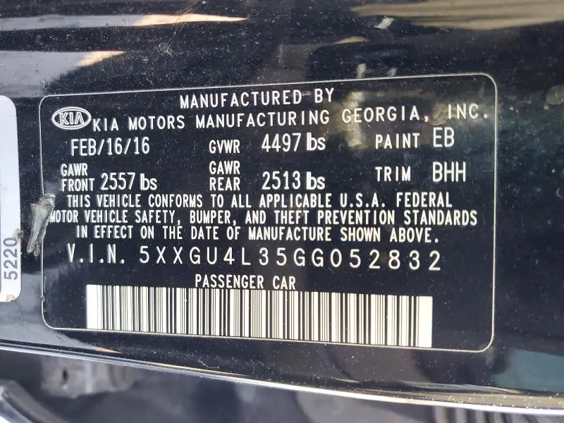 2016 KIA OPTIMA EX  