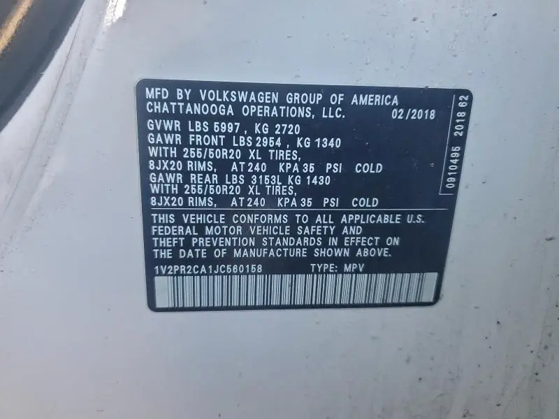 2018 VOLKSWAGEN ATLAS SE  