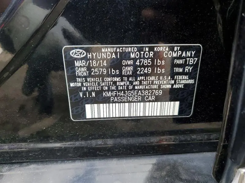 2014 HYUNDAI AZERA LIMITED  