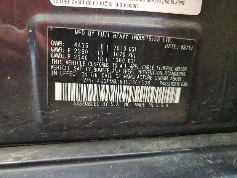 2011 SUBARU LEGACY 2.5I LIMITED  