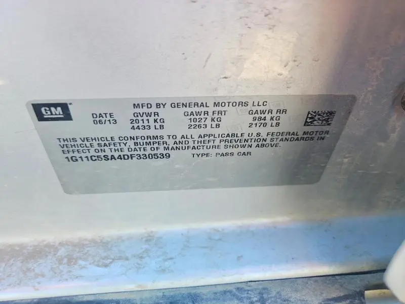 2013 CHEVROLET MALIBU 1LT  