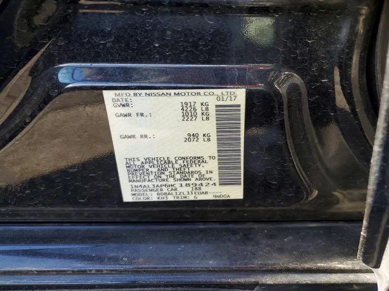 2017 NISSAN ALTIMA 2.5 SV  