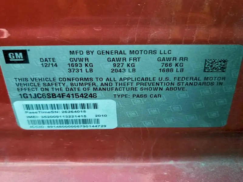 2015 CHEVROLET SONIC LT  