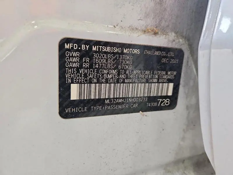 2022 MITSUBISHI MIRAGE SE  