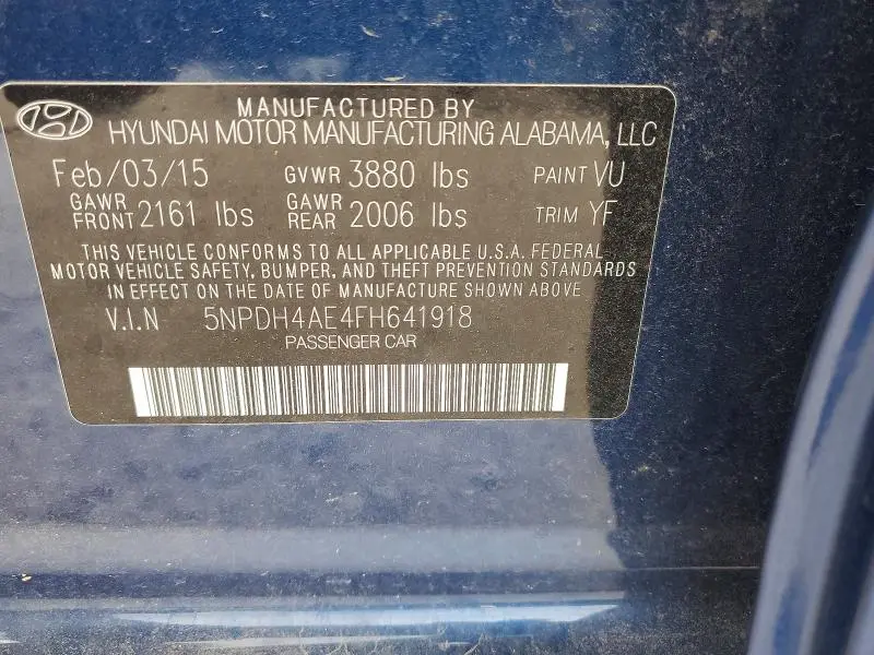 2015 HYUNDAI ELANTRA SE  