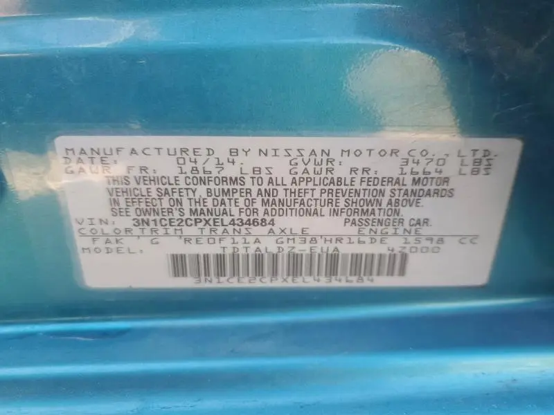 2014 NISSAN VERSA NOTE S  