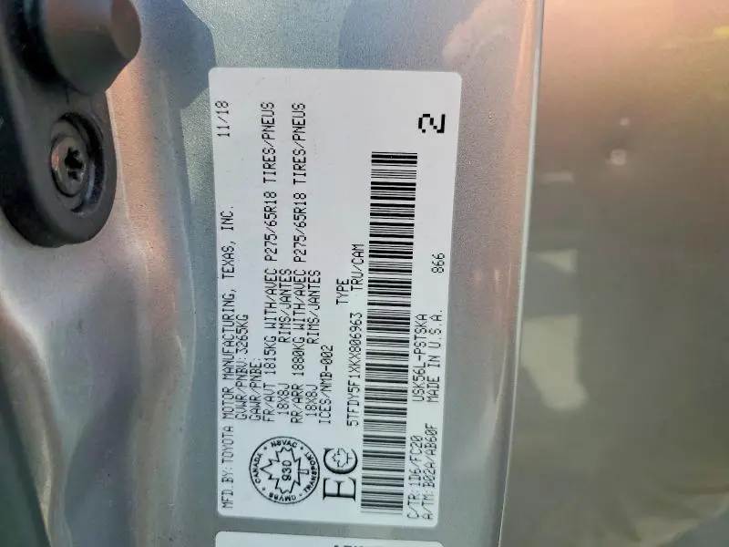 2019 TOYOTA TUNDRA SR5  