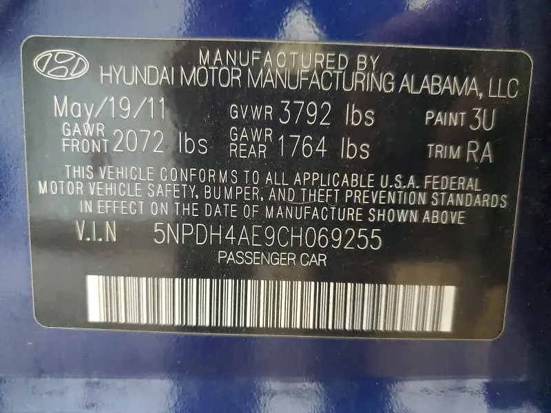 2012 HYUNDAI ELANTRA GLS  