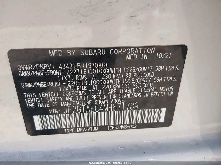 2021 SUBARU CROSSTREK PREMIUM