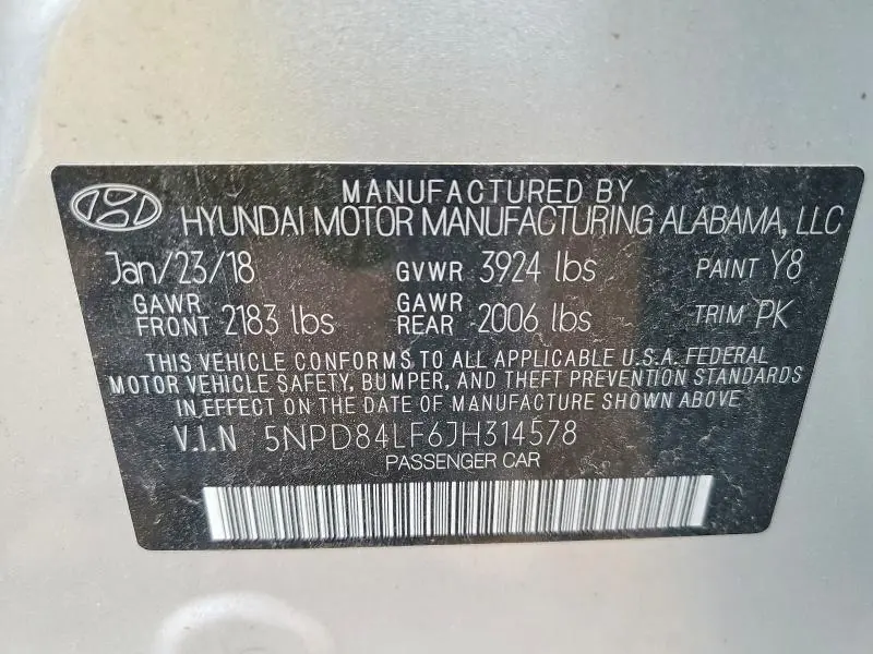 2018 HYUNDAI ELANTRA SEL  