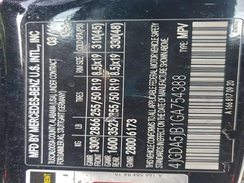 2016 MERCEDES-BENZ GLE 350  