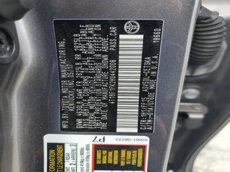 2017 TOYOTA CAMRY LE  