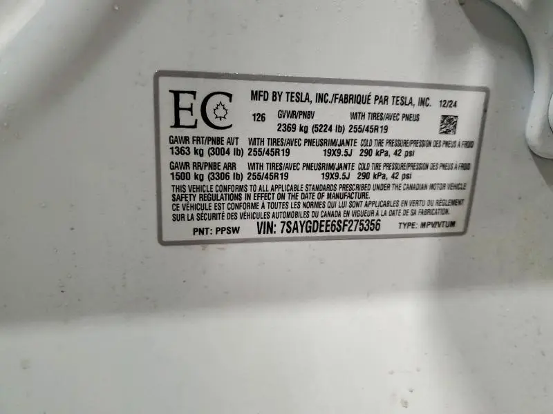 2025 TESLA MODEL Y   