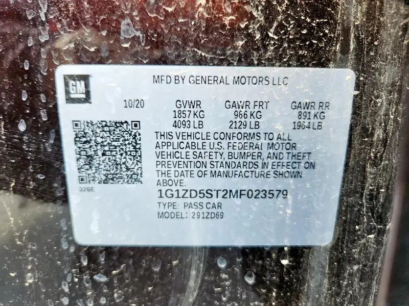 2021 CHEVROLET MALIBU LT  