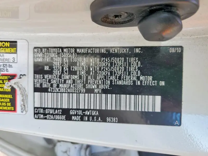 2010 TOYOTA VENZA FWD V6  