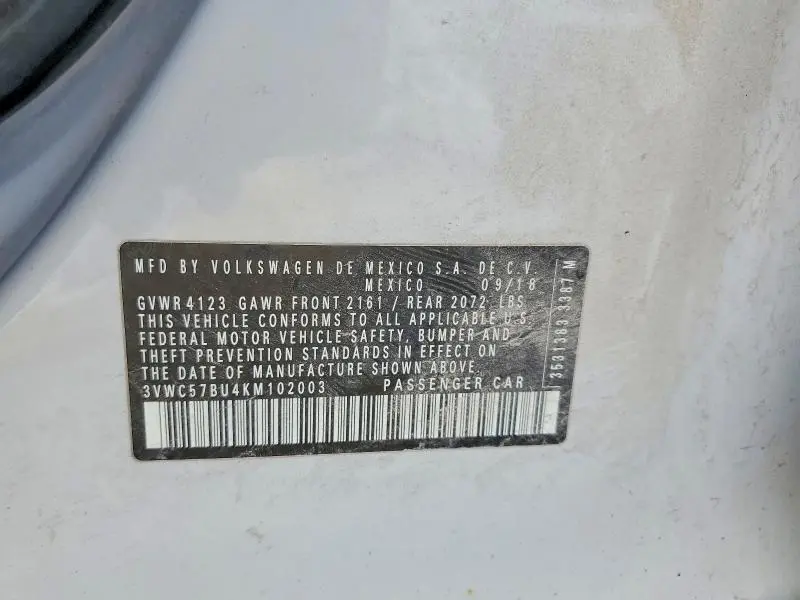 2019 VOLKSWAGEN JETTA S  