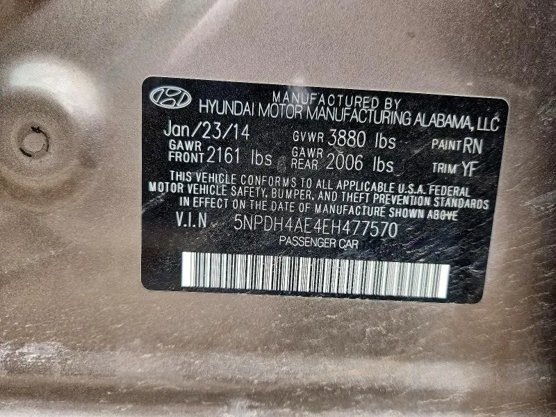 2014 HYUNDAI ELANTRA LIMITED  