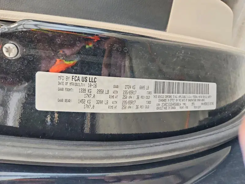 2017 CHRYSLER PACIFICA TOURING L PLUS  