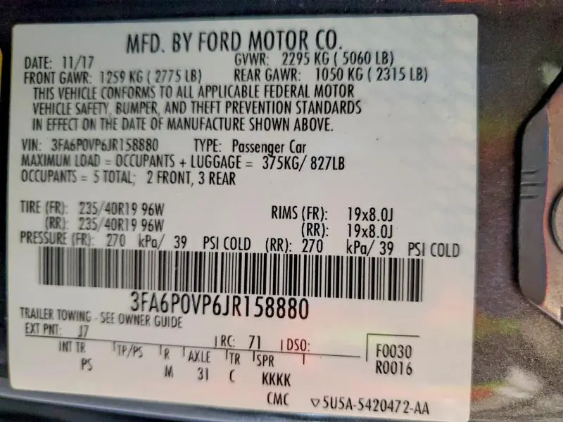2018 FORD FUSION SPORT  
