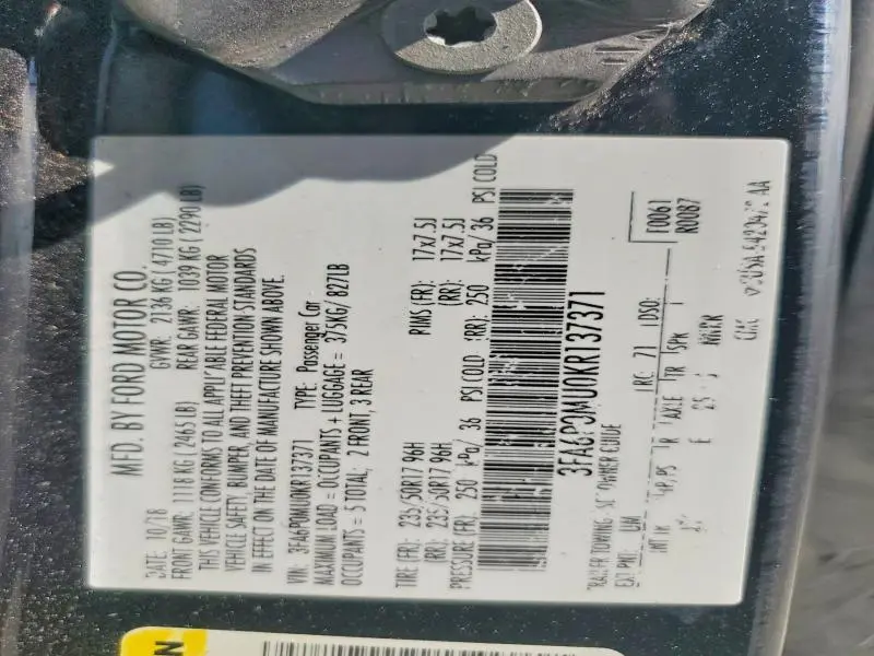 2019 FORD FUSION SEL  