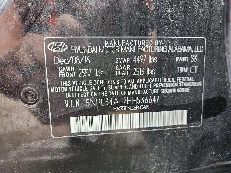 2017 HYUNDAI SONATA SPORT  