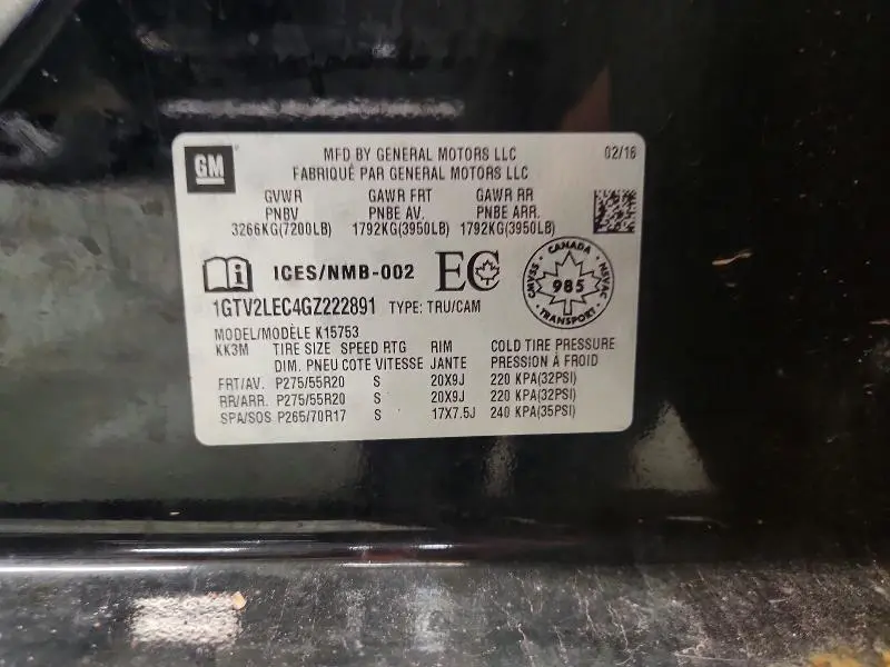 2016 GMC SIERRA K1500  
