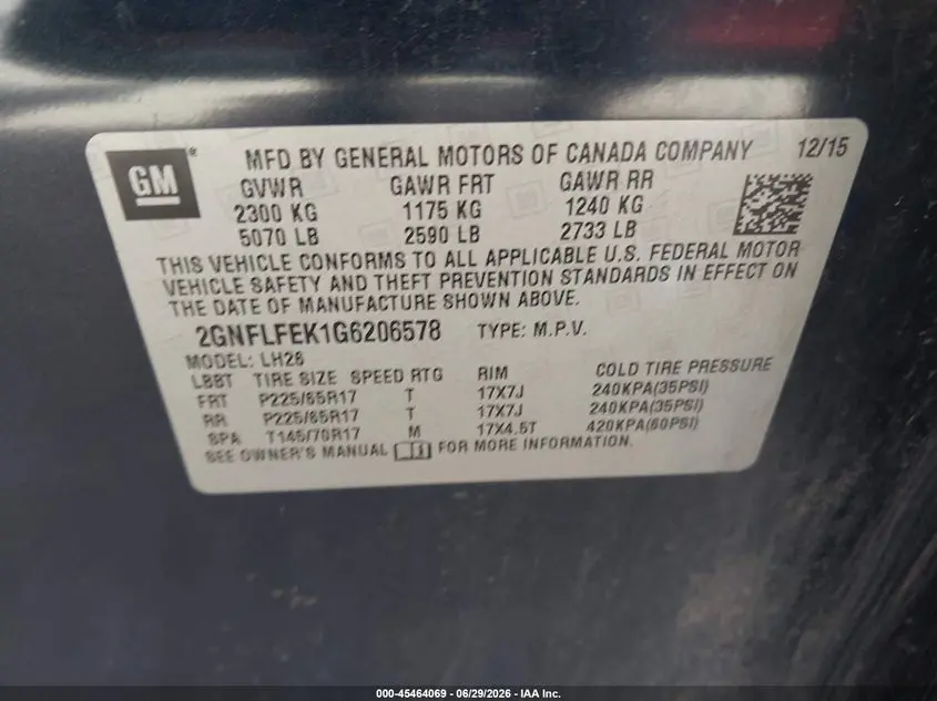 2016 CHEVROLET EQUINOX LT