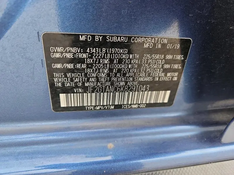 2019 SUBARU CROSSTREK LIMITED  