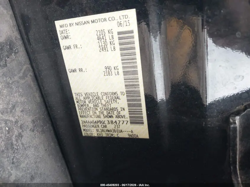 2016 NISSAN MAXIMA 3.5 PLATINUM