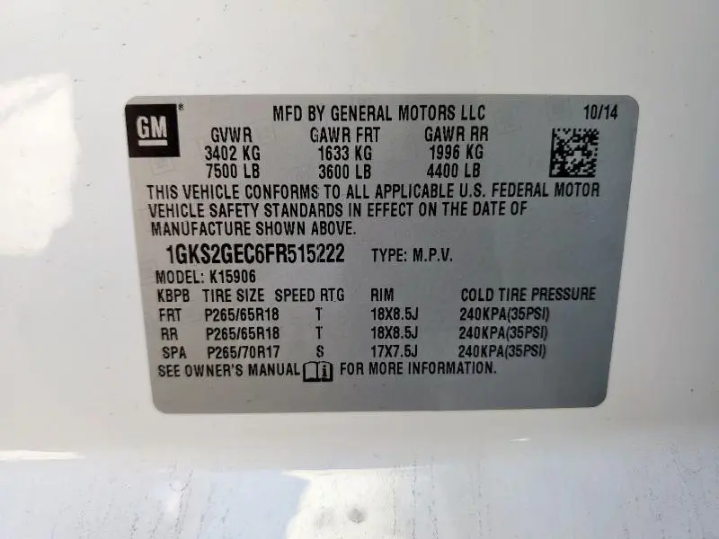 2015 GMC YUKON XL K1500 SLE  