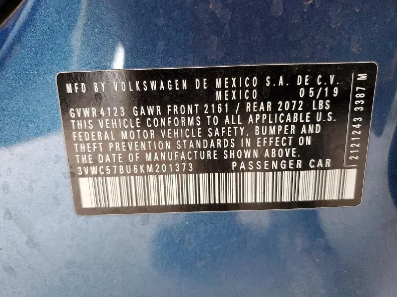 2019 VOLKSWAGEN JETTA S  