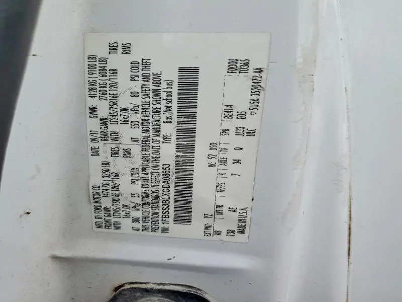 2012 FORD ECONOLINE E350 SUPER DUTY WAGON  